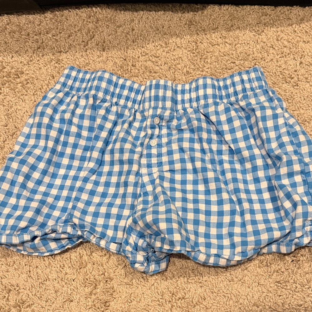 Blue and White Checkered Shorts